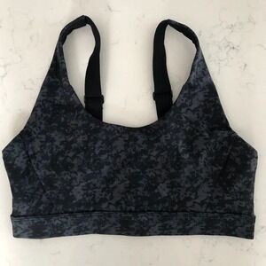 Lole Activewear Med/High Impact Moulded Cups Print Sports Bra Top Gray Blk Sz M